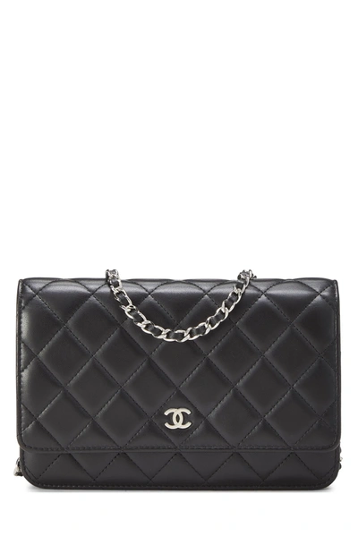 Pre-owned Chanel Black Quilted Lambskin Classic Wallet On Chain
