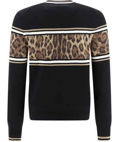 Shop Dolce & Gabbana "dg Leopard" Sweater In Black  