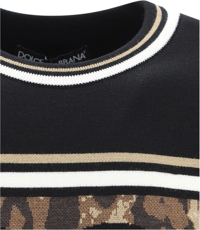 Shop Dolce & Gabbana "dg Leopard" Sweater In Black  
