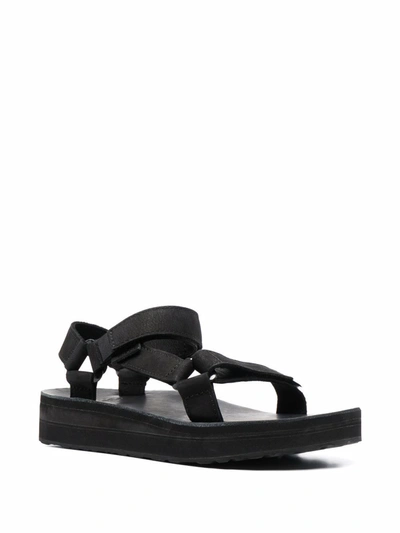 Shop Teva Midform Leather Sandals In Black