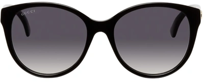 Shop Gucci Black Thin Cat Eye Sunglasses In 001 Black