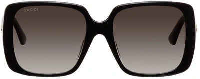 Shop Gucci Black Thin Square Sunglasses In 001 Black