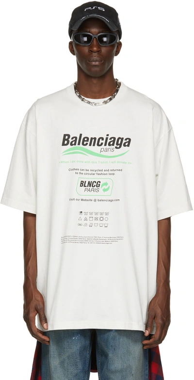Shop Balenciaga Off-white Dry Cleaning T-shirt In 9085 Dirty White/gre