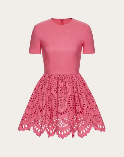 Shop Valentino Short Dress In  San Gallo Edition Micro Faille In Watermelon