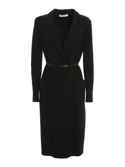 Shop Max Mara Slogan Overcoat In Black