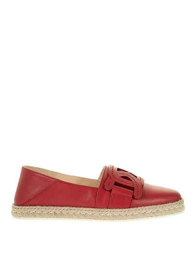 Shop Tod's Flat Espadrilles In Red