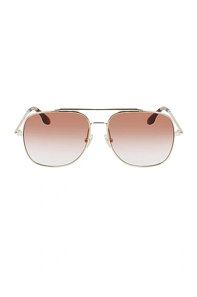 Shop Victoria Beckham Revised Navigator Sunglasses In Gold & Wine