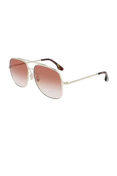 Shop Victoria Beckham Revised Navigator Sunglasses In Gold & Wine