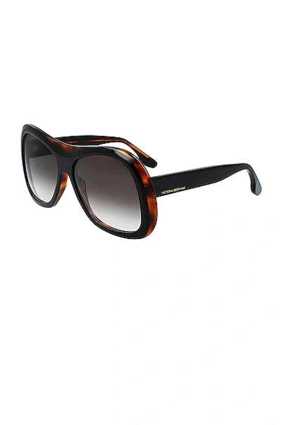 Shop Victoria Beckham Large Butterfly Sunglasses In Black & Tortoise