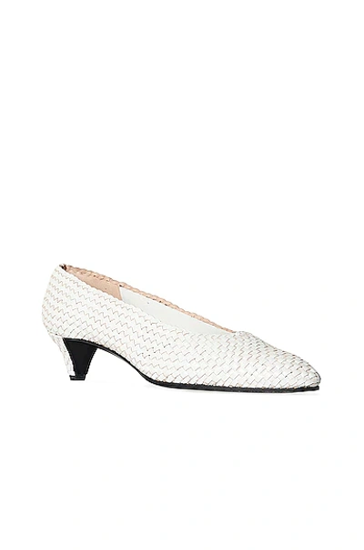 Shop The Row Lady D Woven Leather Kitten Heels In Bianco