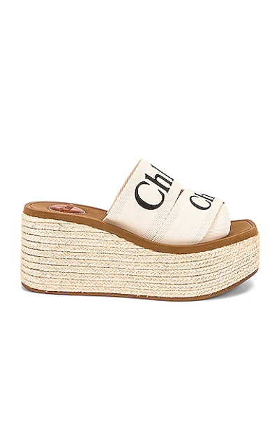 Shop Chloé Woody Canvas Espadrille Mules In Soft White