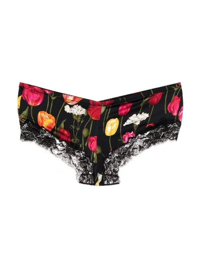 Shop Dolce & Gabbana Dolce&gabbana Floral-print Brazilian Silk Briefs In Pink