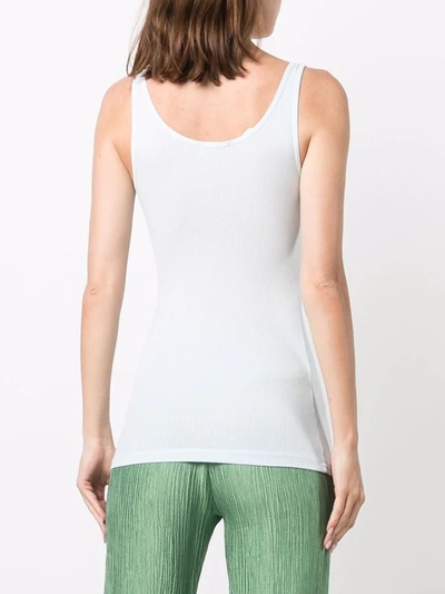 Shop James Perse Fine Ribbed Scoop Neck Tank Top In White