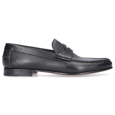 Shop Moreschi Loafers Borgogna Calfskin In Black