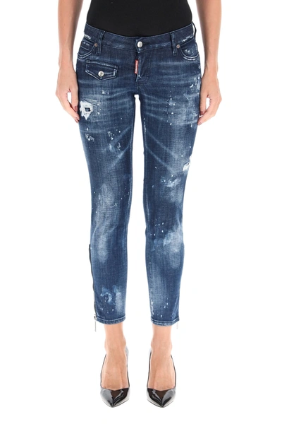 Dsquared2 Jennifer Cropped Jeans With Zip In Blue (blue) | ModeSens