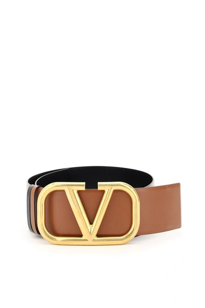 Shop Valentino Garavani Reversible Vlogo Belt In Brown