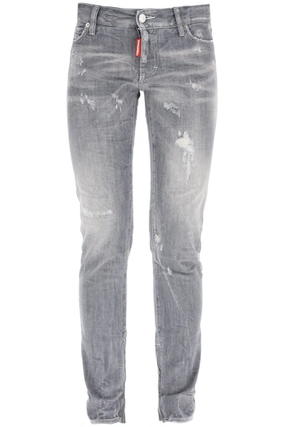 Shop Dsquared2 Medium Waist Skinny Jeans In Grey (grey)