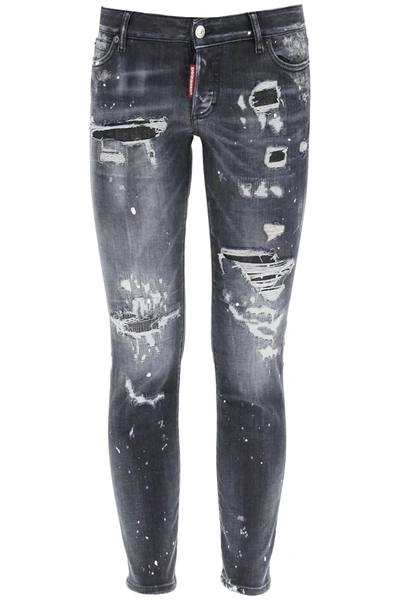 Shop Dsquared2 Jennifer Cropped Jeans In Black (black)