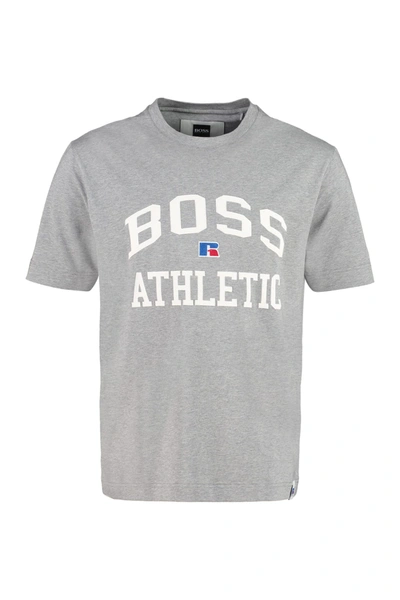 Hugo Boss Boss X Russell Athletic - Cotton Crew-neck T-shirt In Grey |  ModeSens