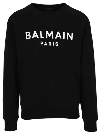 Shop Balmain Paris Logo Print In Black / White