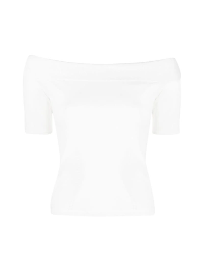 Shop Alexander Mcqueen Off Shld Top Stretch In Ivory