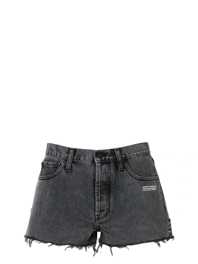 Shop Off-white Dark Grey Denim Shorts In Black