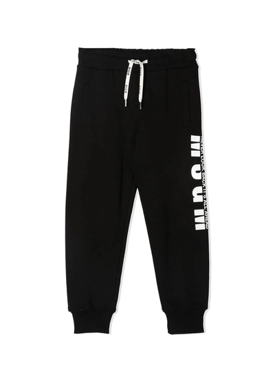 Shop Msgm Black Cotton Track Pants In Nero