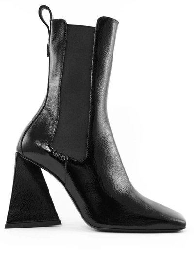 Shop Attico Black Polished Leather Boots In Nero