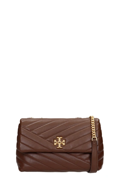 Shop Tory Burch Kira Shoulder Bag In Brown Leather