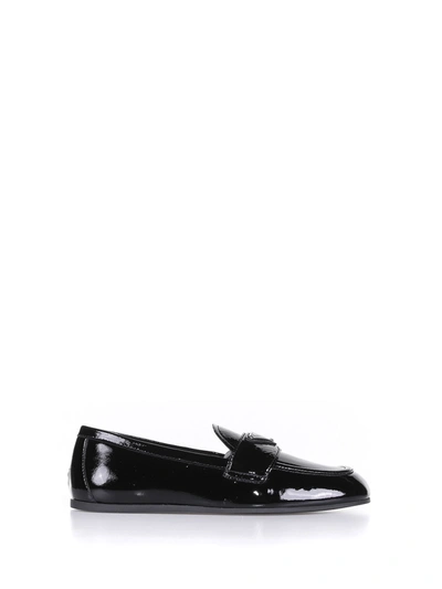 Shop Prada Loafer In Black Patent Leather