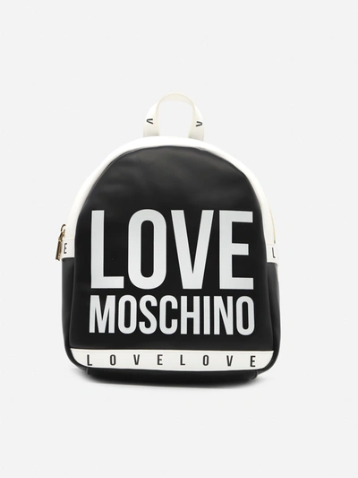 Shop Love Moschino Backpack With All-over Contrasting Logo Print In Black, White