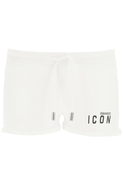 Shop Dsquared2 Jersey Shorts With Reflective Icon Print In White