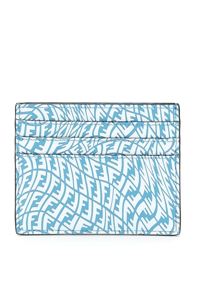 Shop Fendi Ff Vertigo Card Holder In Light Blue