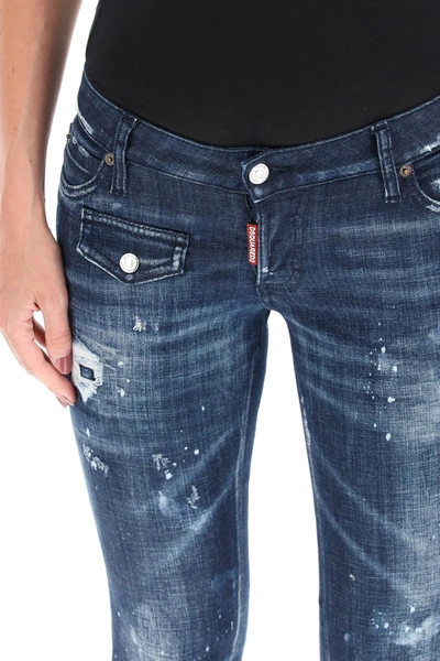 Shop Dsquared2 Jennifer Cropped Jeans With Zip In Blue