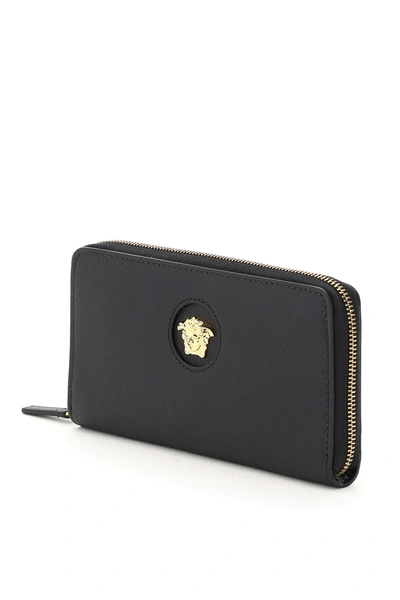 Shop Versace Zip Around La Medusa Wallet In Black