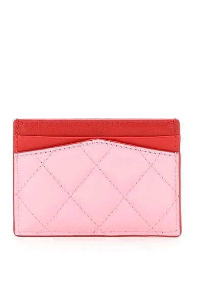 Shop Alexander Mcqueen Pavé Skull Cardholder In Pink,red