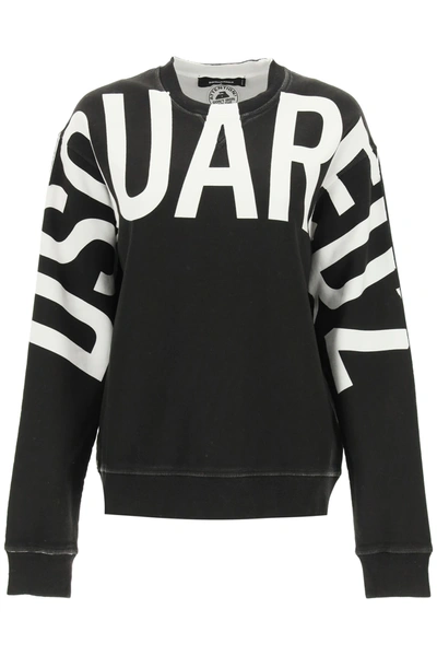Shop Dsquared2 Maxi Logo Sweatshirt In Black,white