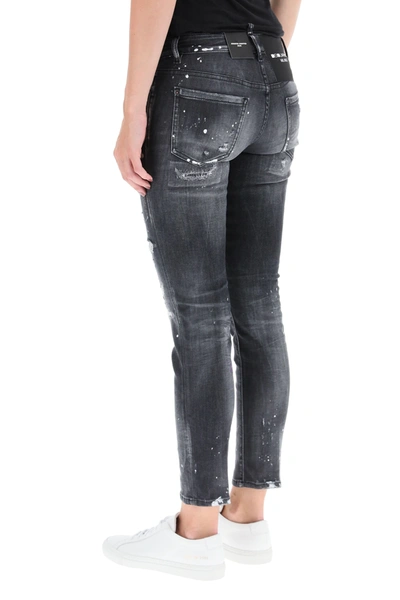 Shop Dsquared2 Jennifer Cropped Jeans In Black