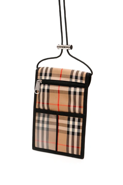 Shop Burberry Vintage Check Micro Bag In Beige