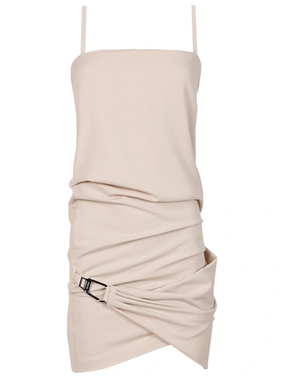 Shop Attico Draped Mini Dress Mastic White