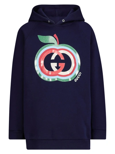 Shop Gucci Kids Hoodie For Girls In Blue