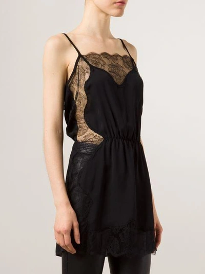 Shop Fleur Du Mal Rose Lace Appliqué Slip In Black