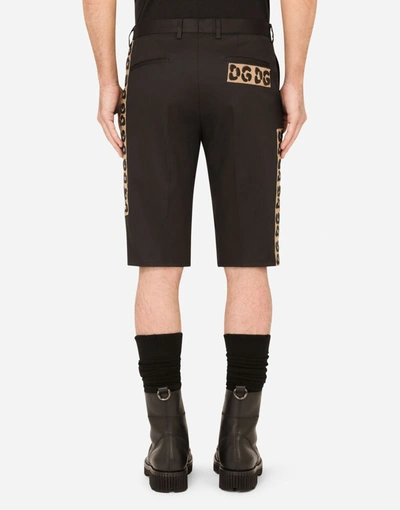 Shop Dolce & Gabbana Stretch Cotton Shorts With Dg Patch In Black