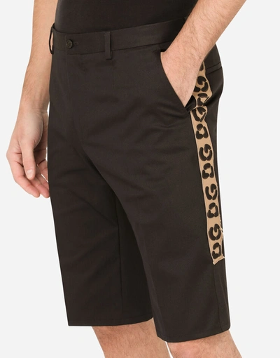 Shop Dolce & Gabbana Stretch Cotton Shorts With Dg Patch In Black