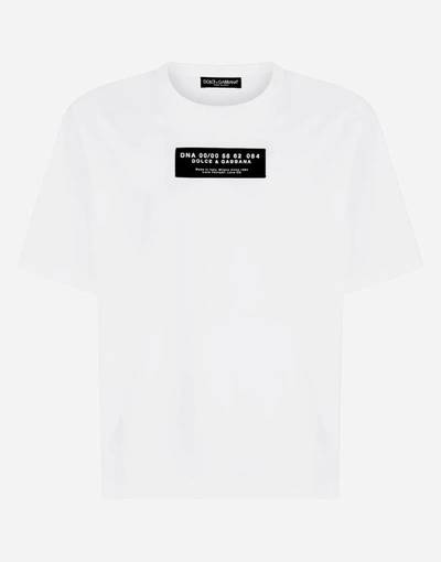 Shop Dolce & Gabbana Cotton T-shirt With Rubberized Patch In White