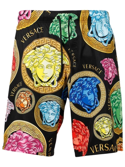 Shop Versace Medusa Medallion Print Swim Shorts Black