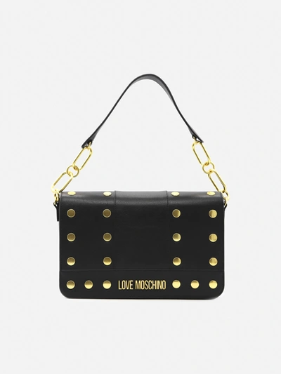 Shop Love Moschino Shoulder Bag With All-over Studs Detail In Black