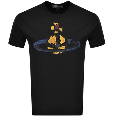 Shop Vivienne Westwood Kid Orb Logo T Shirt Black
