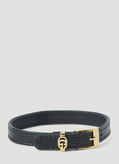 Shop Gucci Double G Logo Bracelet In Black