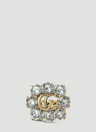 Shop Gucci Gg Embellished Ring In Gold